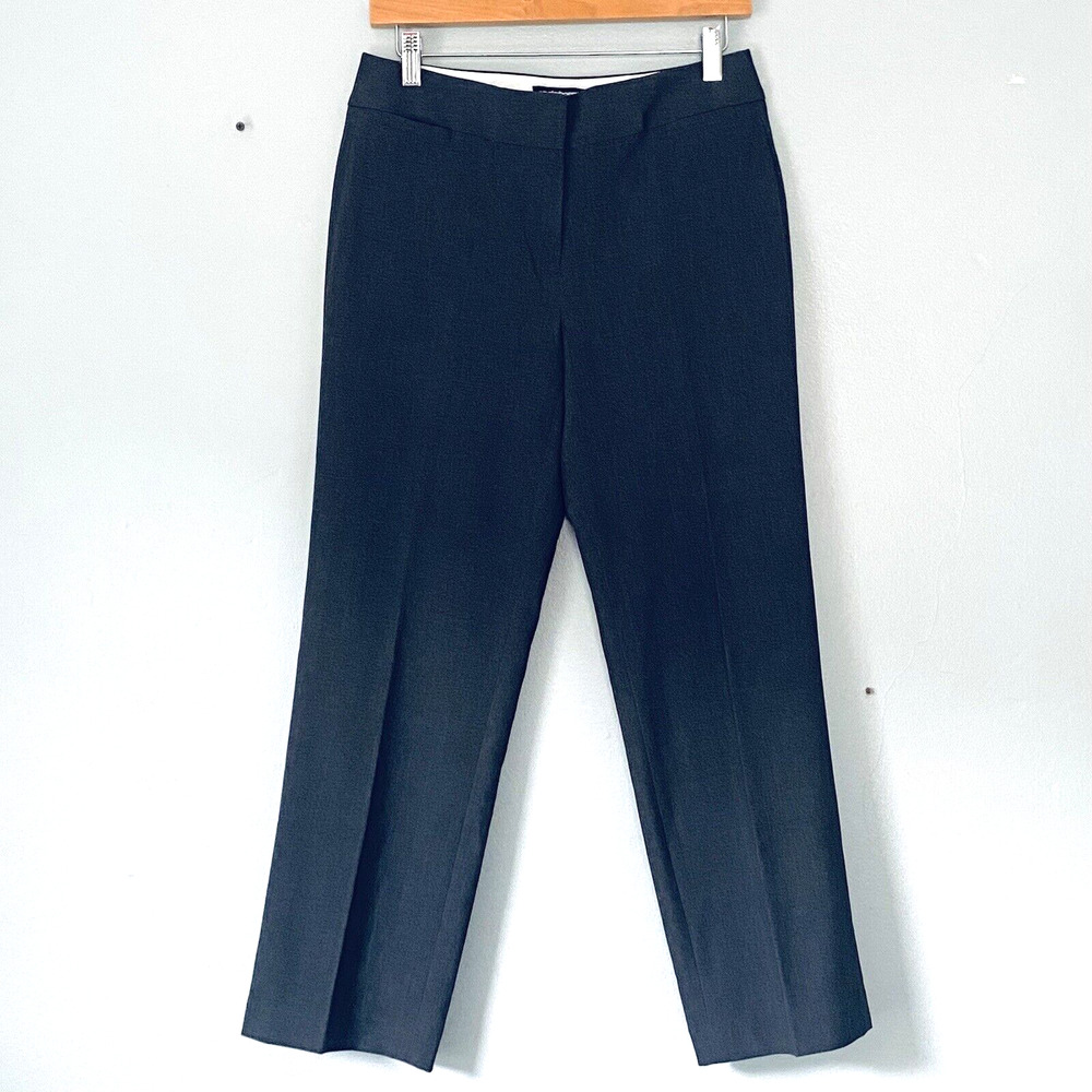 Liz Claiborne Pants Size 4 Petite Short Charcoal Gray Career Business Minimalist - Picture 1 of 7